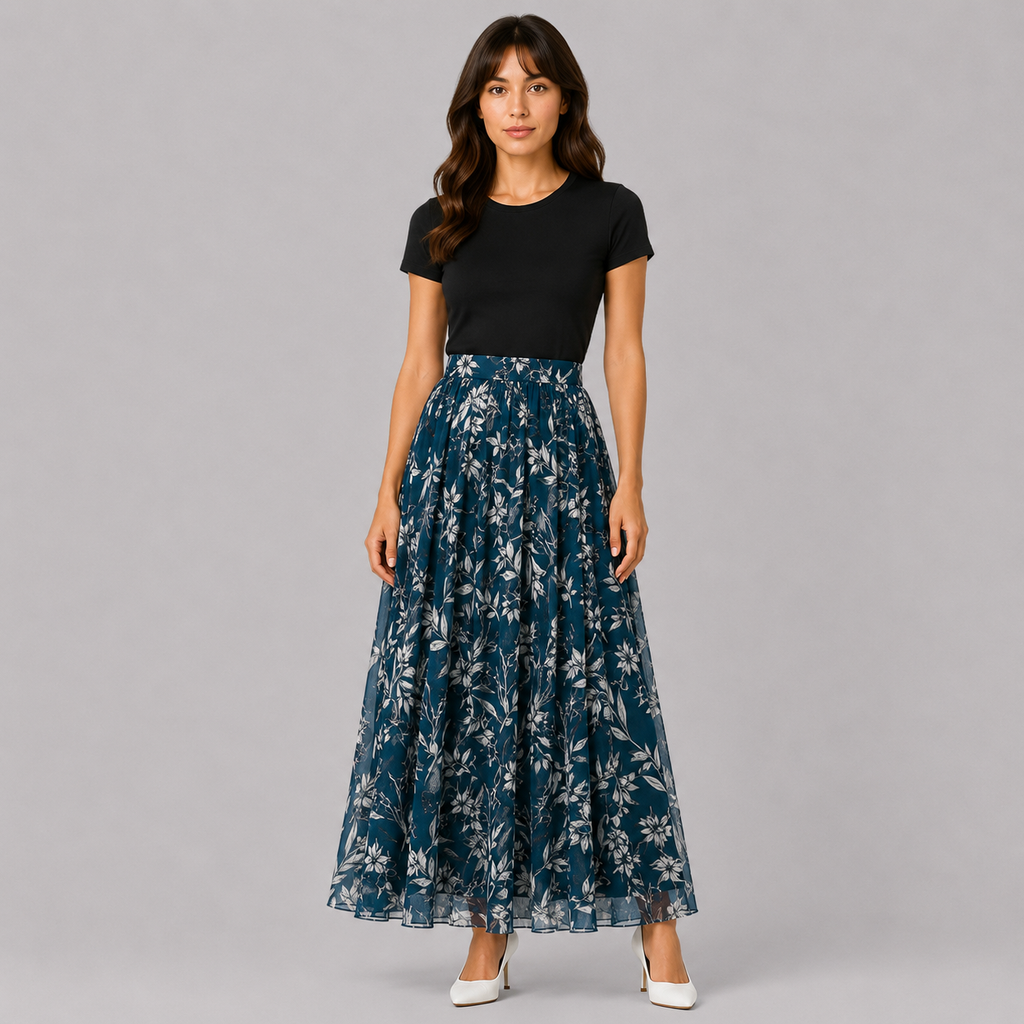 Rika | Women's Long Skirt – Floral Flowy Style
