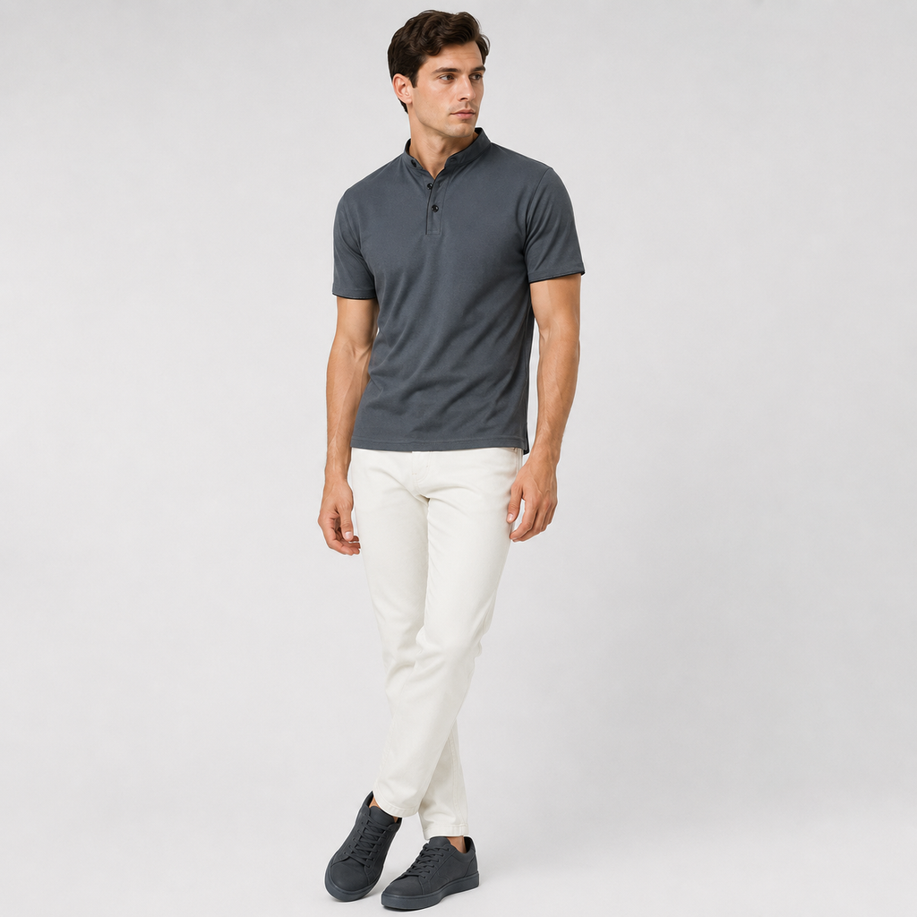 Marek | Men's Polo Shirt – Minimalist Stand-Up Collar Design
