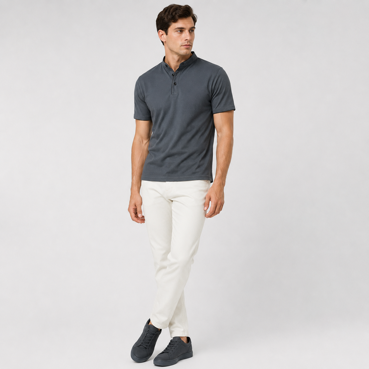 Marek | Men's Polo Shirt – Minimalist Stand-Up Collar Design