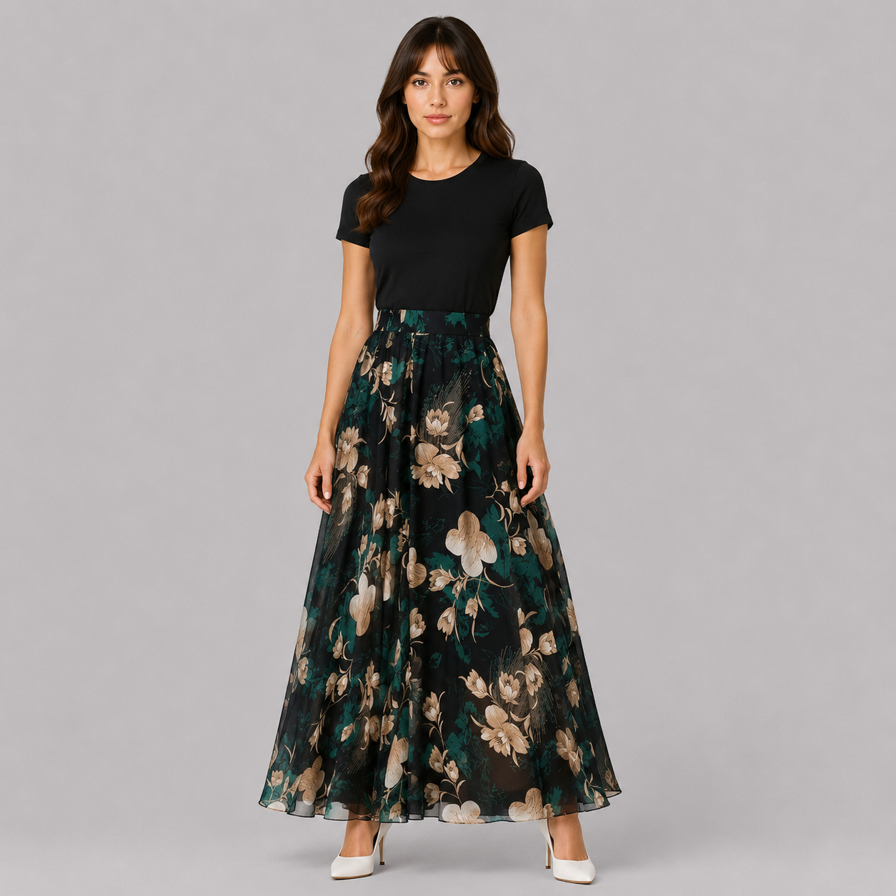 Rika | Women's Long Skirt – Floral Flowy Style