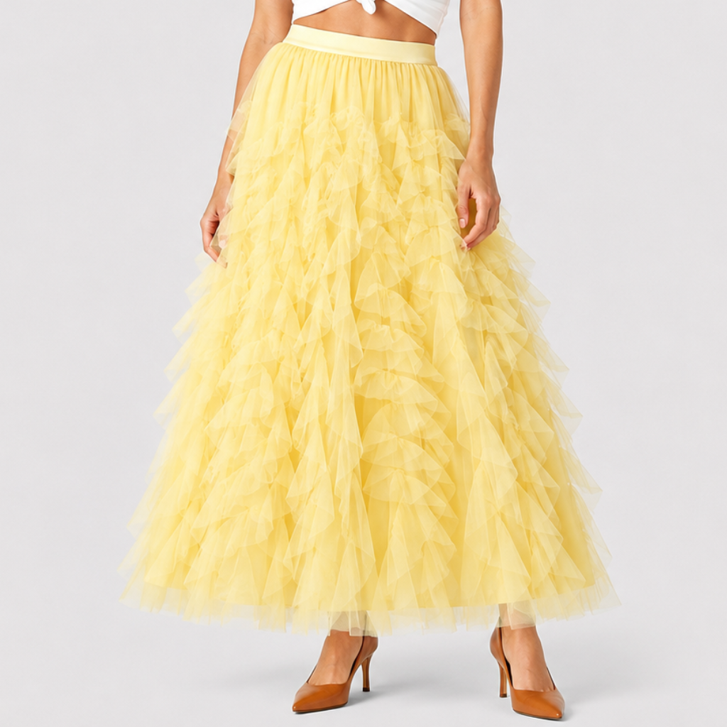 Bianka | Women's Long Skirt – Tulle Style with Layered Ruffles