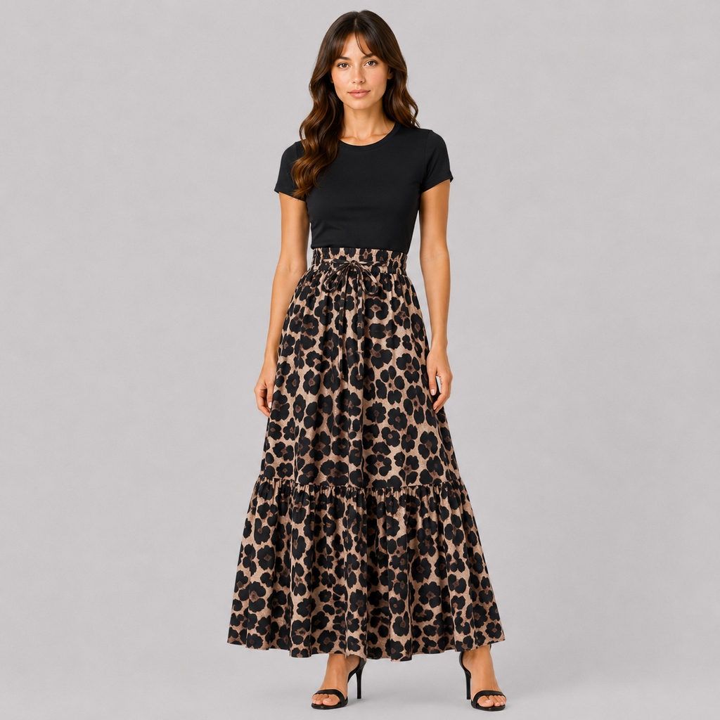 Nasha | Women's Long Skirt – Flowy Style with Bold Pattern