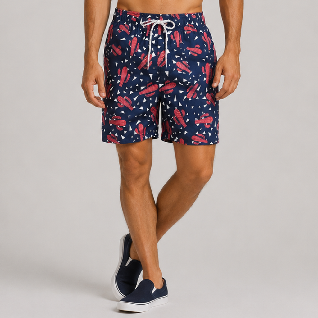 Wictor | Men's Swim Shorts – Quick-Dry with Tropical Flamingo Print