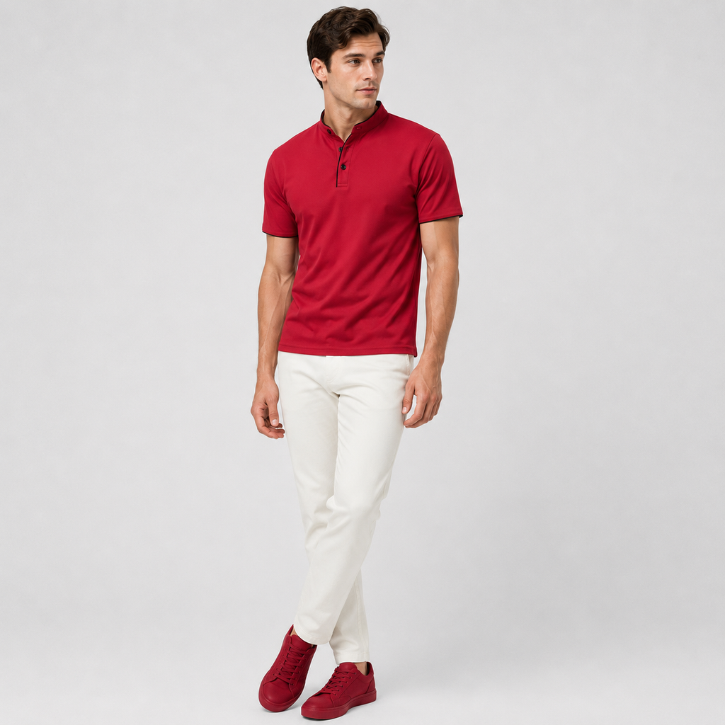 Marek | Men's Polo Shirt – Minimalist Stand-Up Collar Design