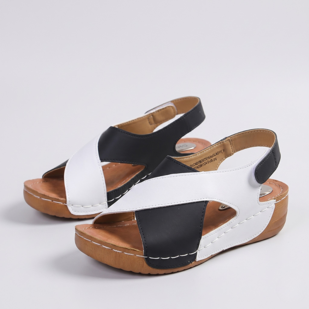 Aldona | Women's Wedge Sandals – Crossover Straps and Adjustable Heel Strap