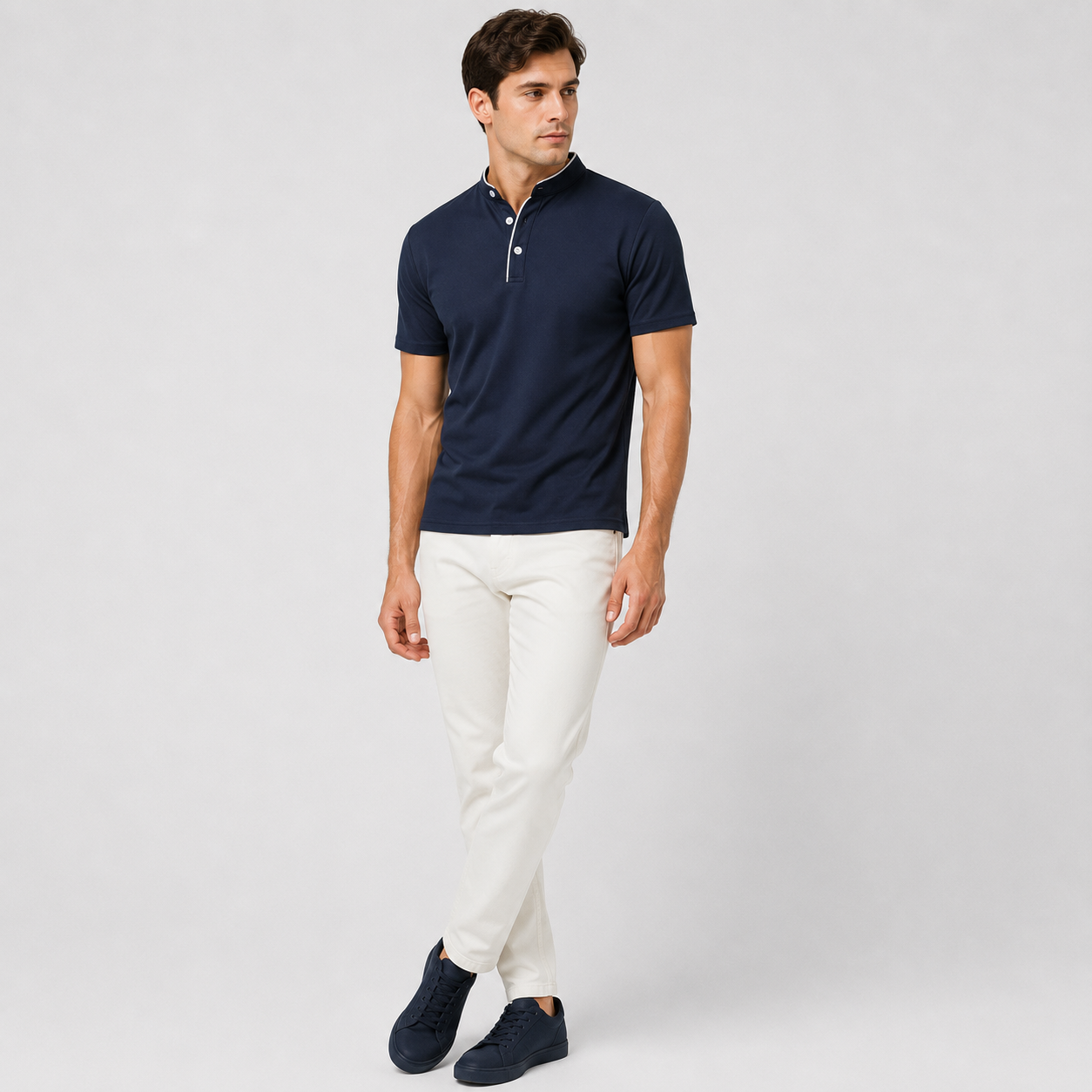 Marek | Men's Polo Shirt – Minimalist Stand-Up Collar Design