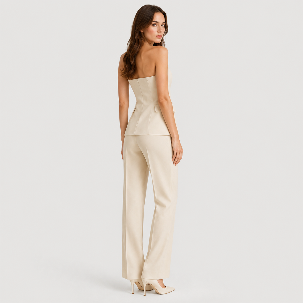 Kalina | Women's Elegant Set – Corset Top and Straight-Leg Pants