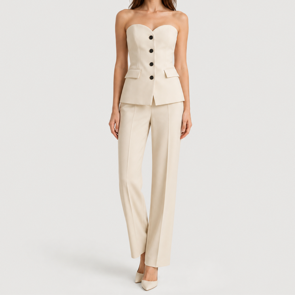 Kalina | Women's Elegant Set – Corset Top and Straight-Leg Pants