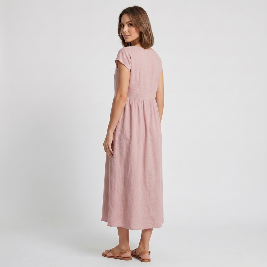Krizy | Women's Midi Dress with Short Sleeves – Relaxed Everyday Fit