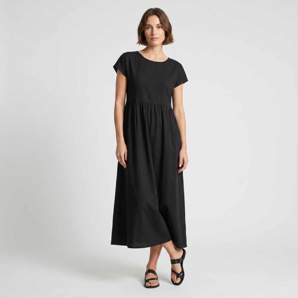 Krizy | Women's Midi Dress with Short Sleeves – Relaxed Everyday Fit