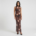 Nika | Women's Polka Dot Maxi Dress – Sheer Fabric, Sleeveless